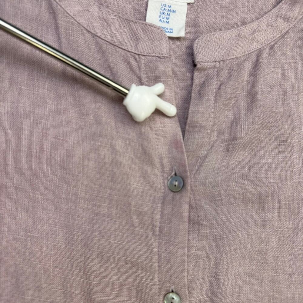 Sigrid Olsen 100% Linen Tunic Shirt M Mauve Pink Roll Tab Pockets Lagenlook - Picture 12 of 14